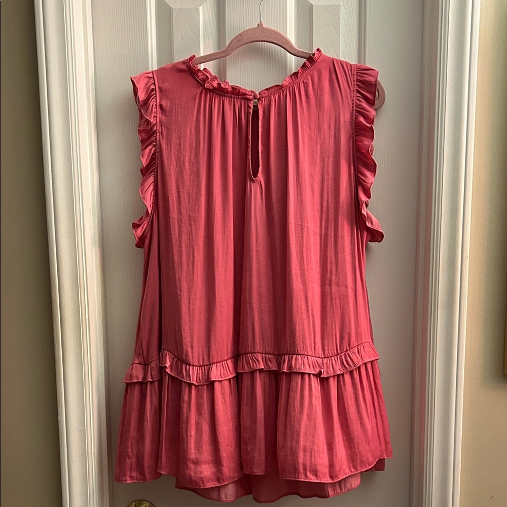Philosophy Coral Ruffle Trim Blouse
